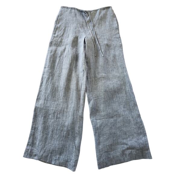 Theory Wide Leg 100% Hemp Blue Chambray Pants S NWT Drawstring - Picture 2 of 5